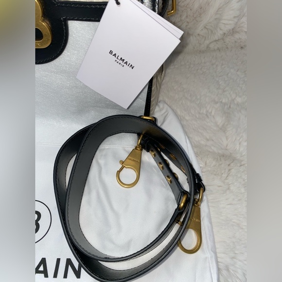 Balmain BBuzz 23 Monogram Linen Crossbody Bag Naturel NEW - Picture 4 of 12